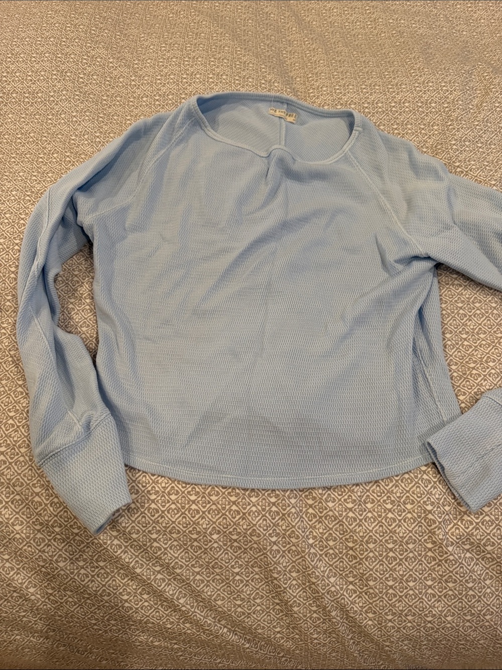 We The Free Light Blue Waffle Knit Long Sleeve Top